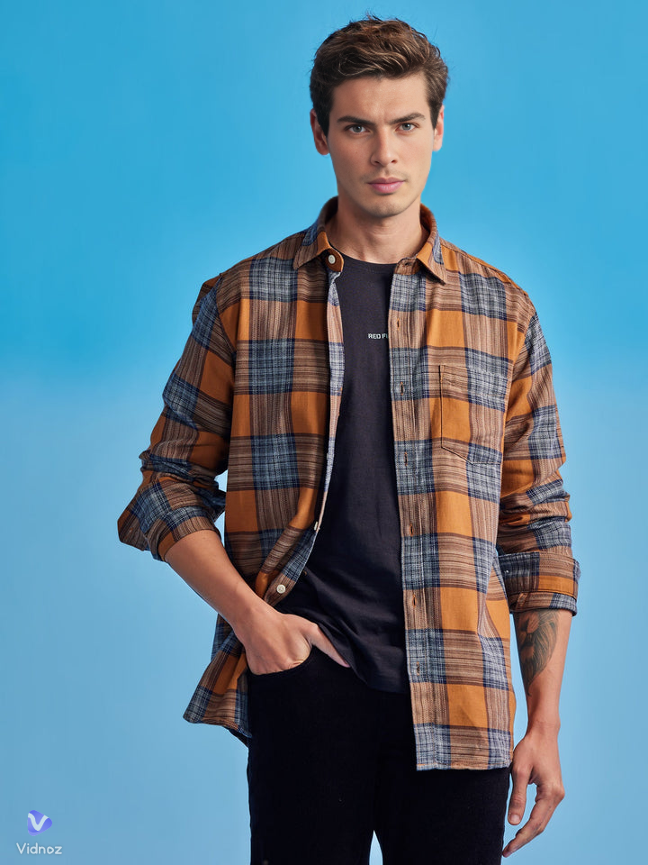 Branded Casual Check Shirts For Men (Combo of 2)